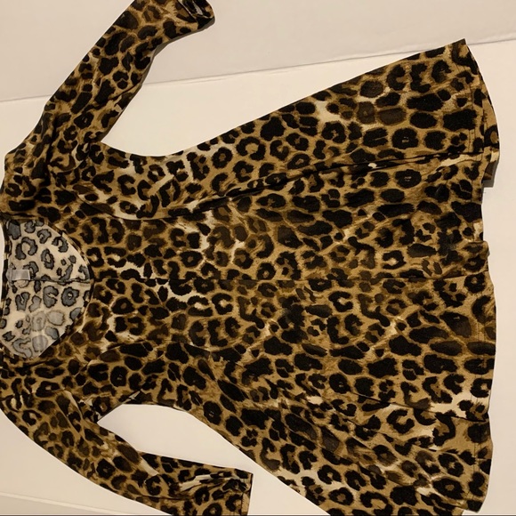 Leopard Print Size L with Shoulder Pads 3/4 Sleeve Brown Black Cream - Picture 5 of 7